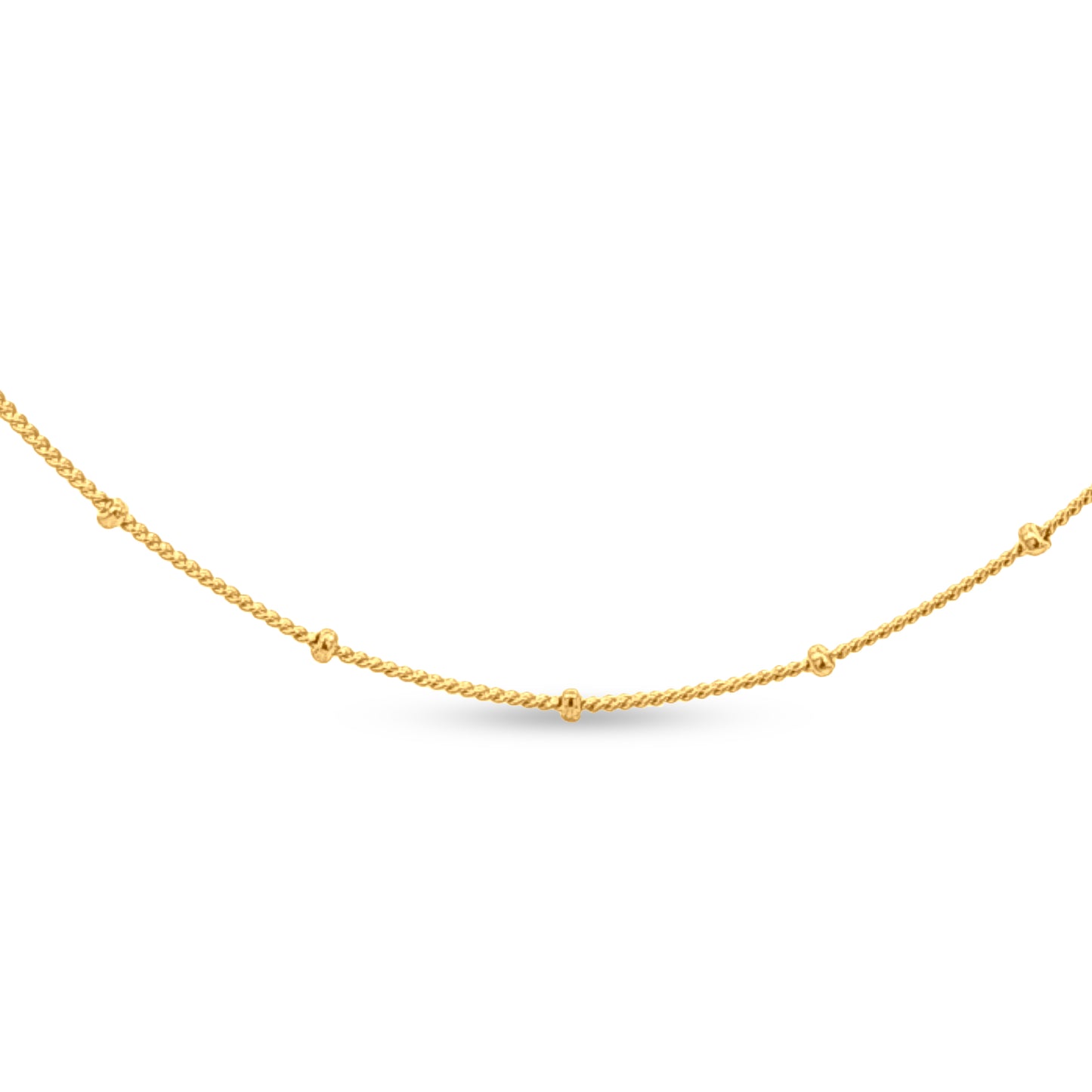 925 Sterling Silver Round Bead Chain with Yellow Gold Polish