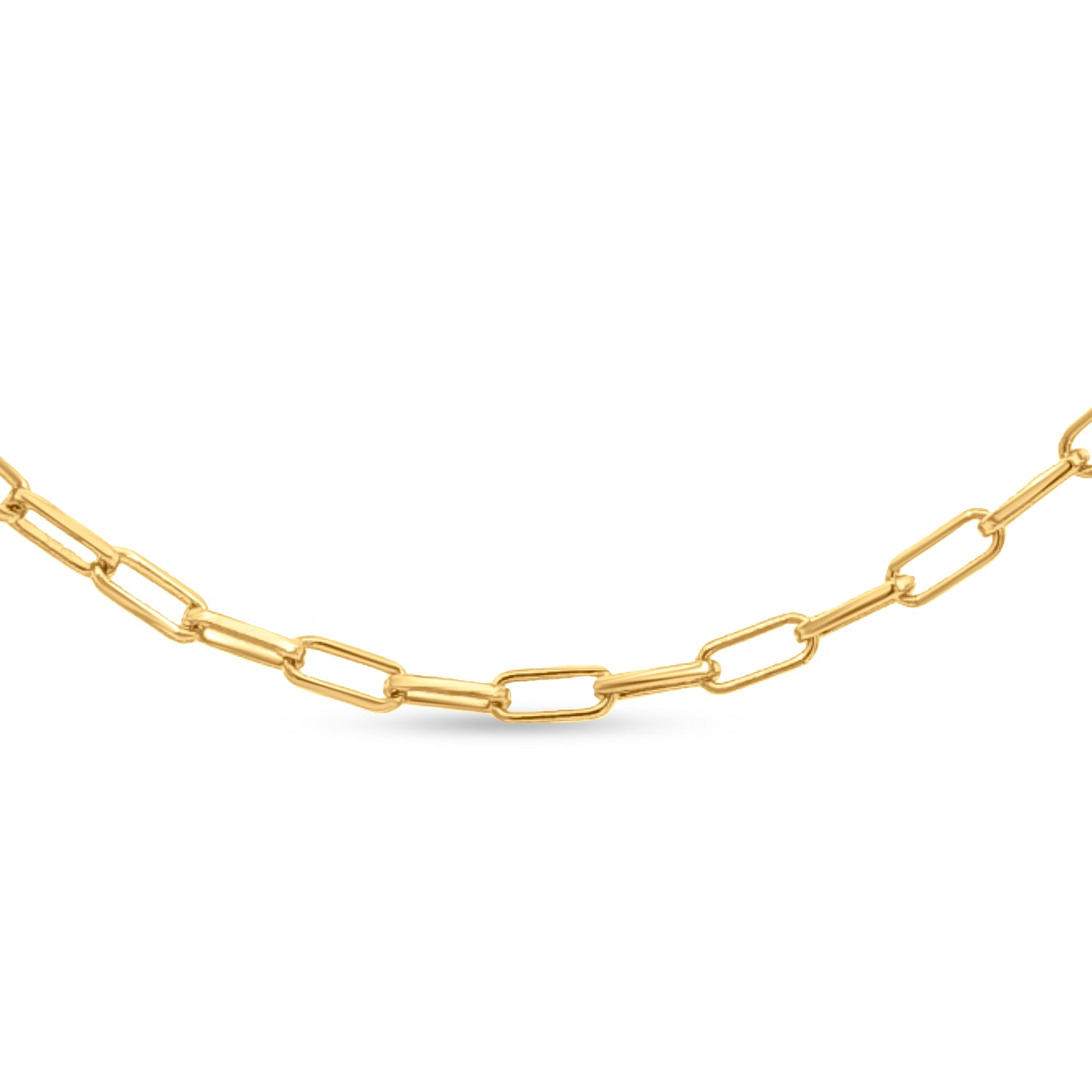 925 Sterling Silver Paperclip Chain with Yellow Gold Polish