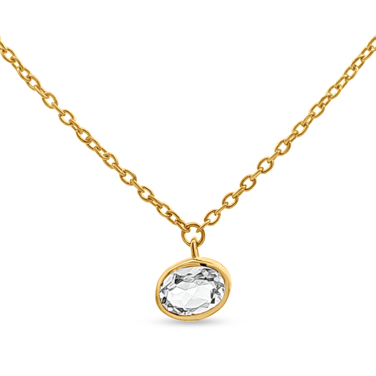 Sterling Silver Double Strand Chain with Crystal Bezel Beads