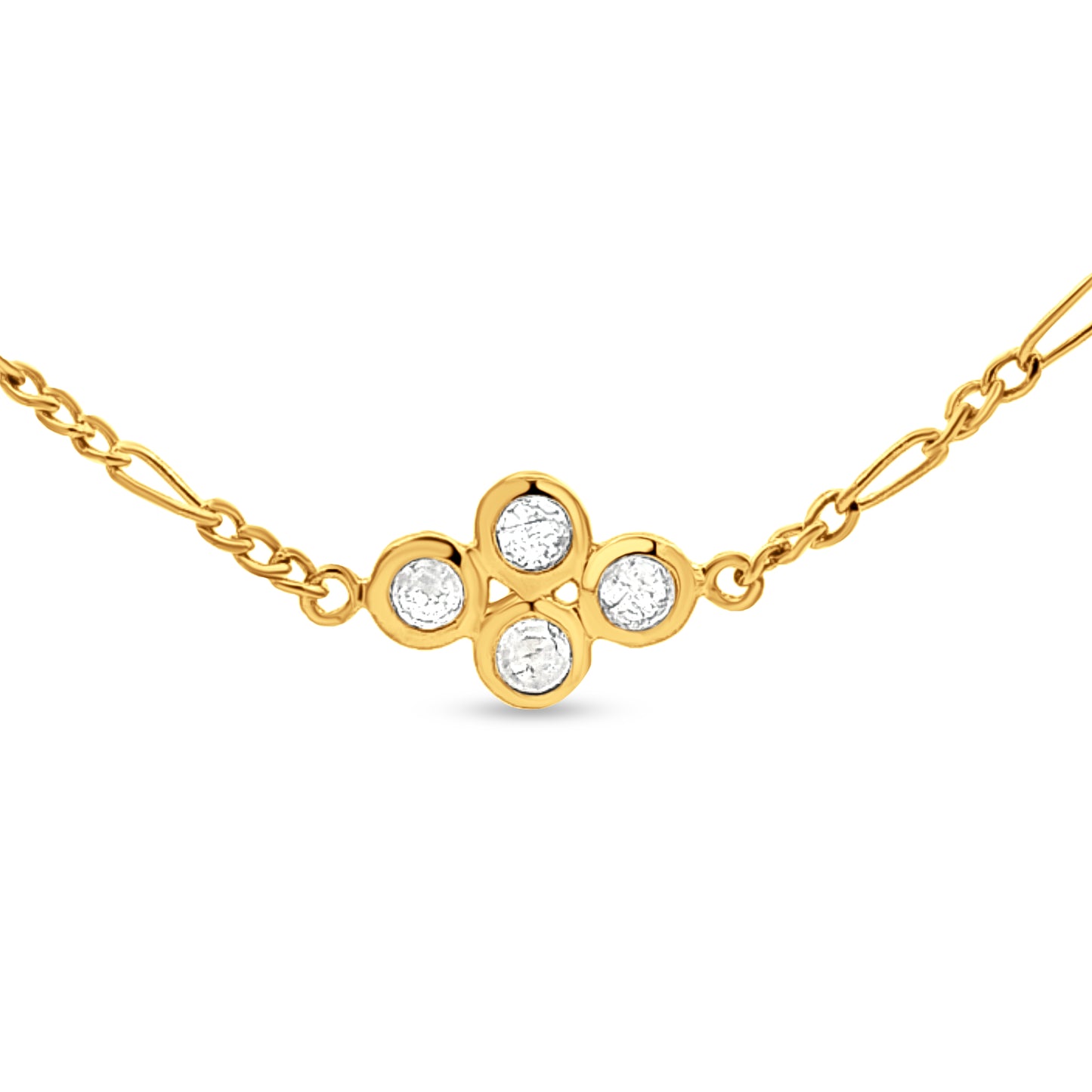 Sterling Silver Double Strand Chain with Crystal Bezel Beads