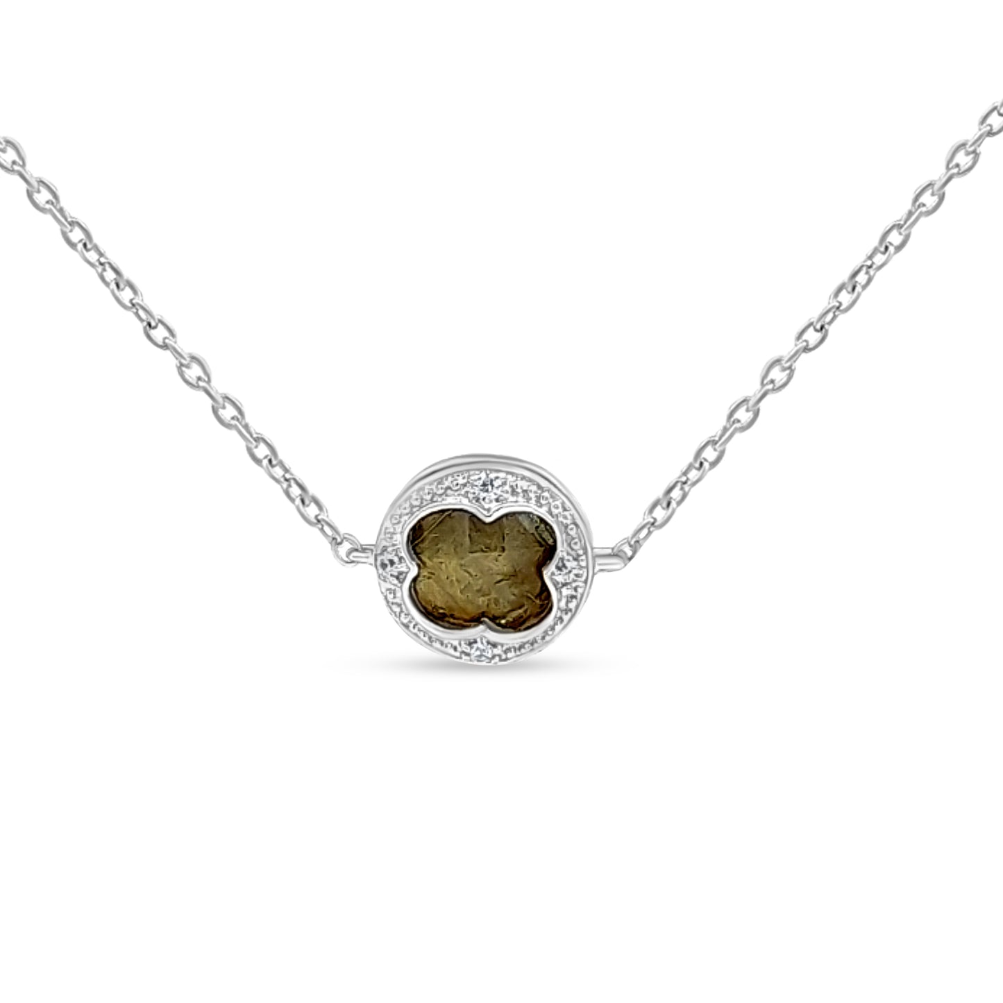 Sterling Silver Clover Necklace with Colorful Stones