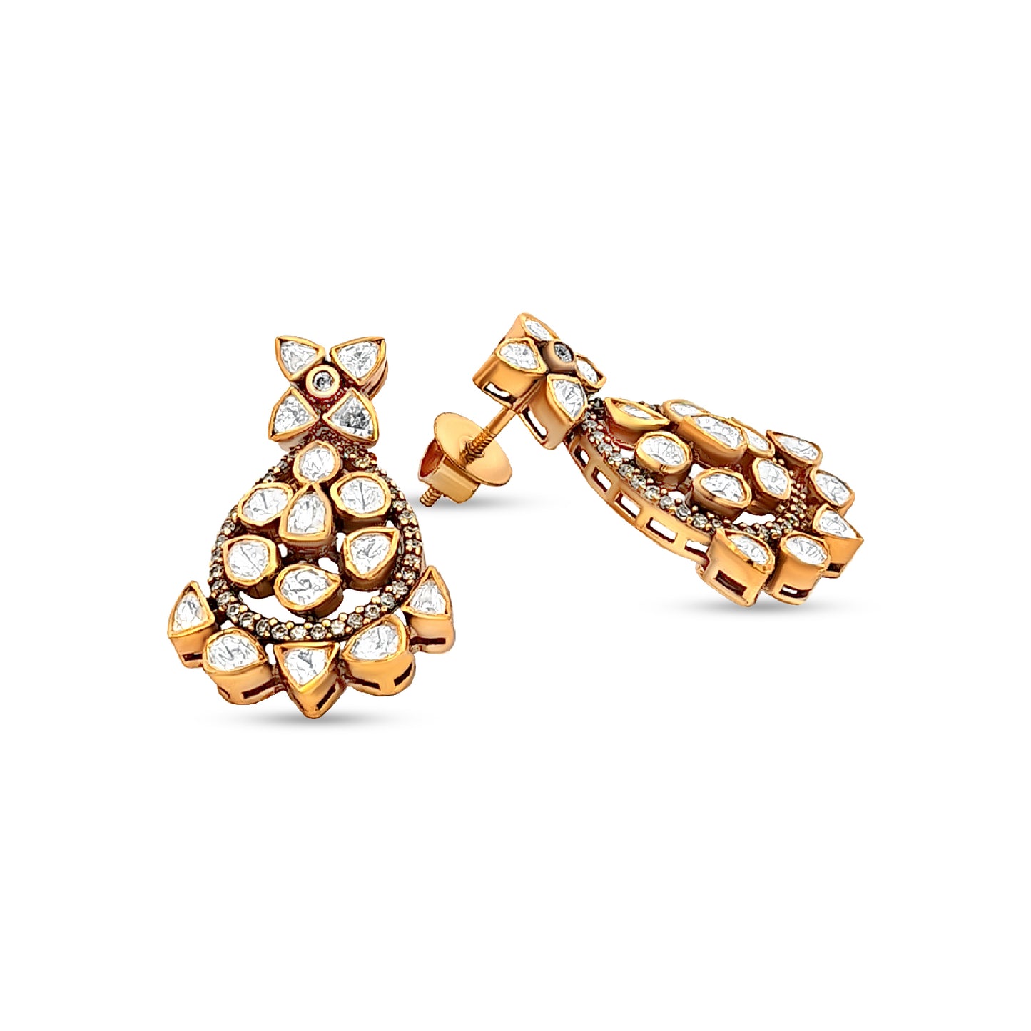 Unique Drop 925 Silver Kundan Earrings