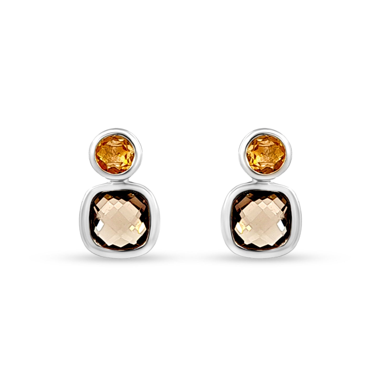 Tara Ember: Minimalist Sterling Silver Studs with Brown Stones
