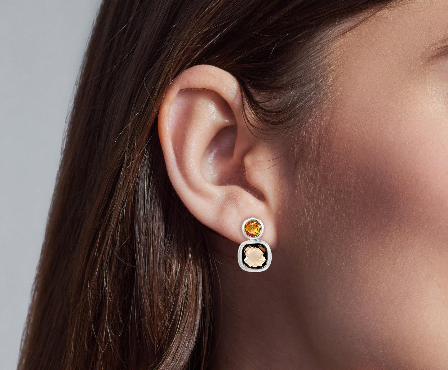 Tara Ember: Minimalist Sterling Silver Studs with Brown Stones
