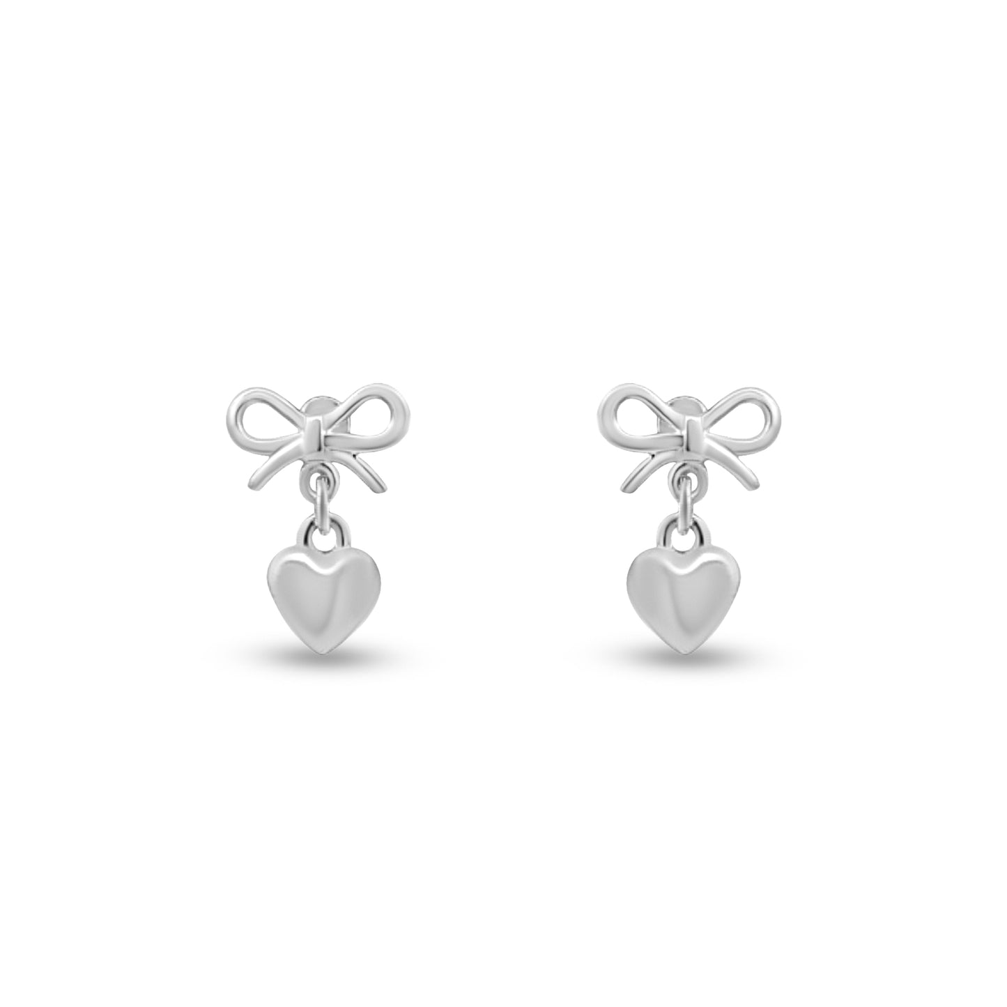 Anika's Cute Mini Bow Silver Studs with Heart Charms
