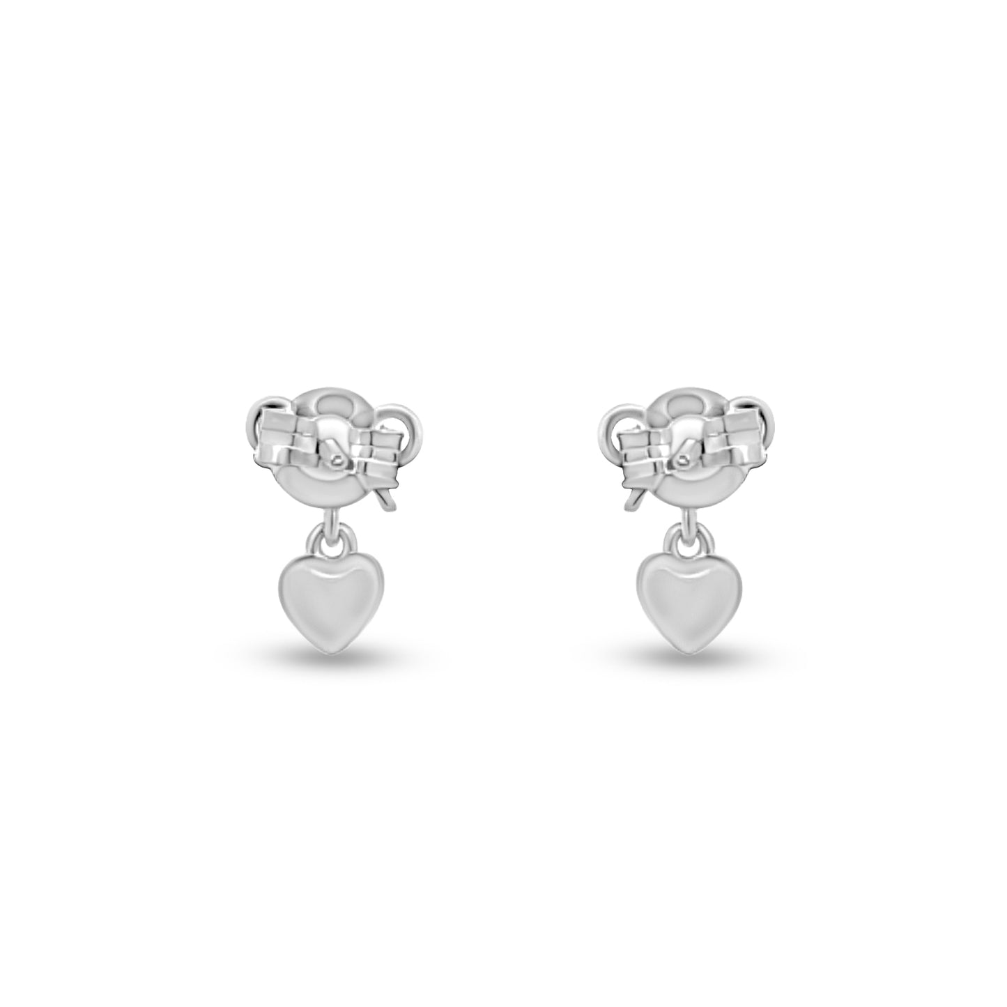 Anika's Cute Mini Bow Silver Studs with Heart Charms