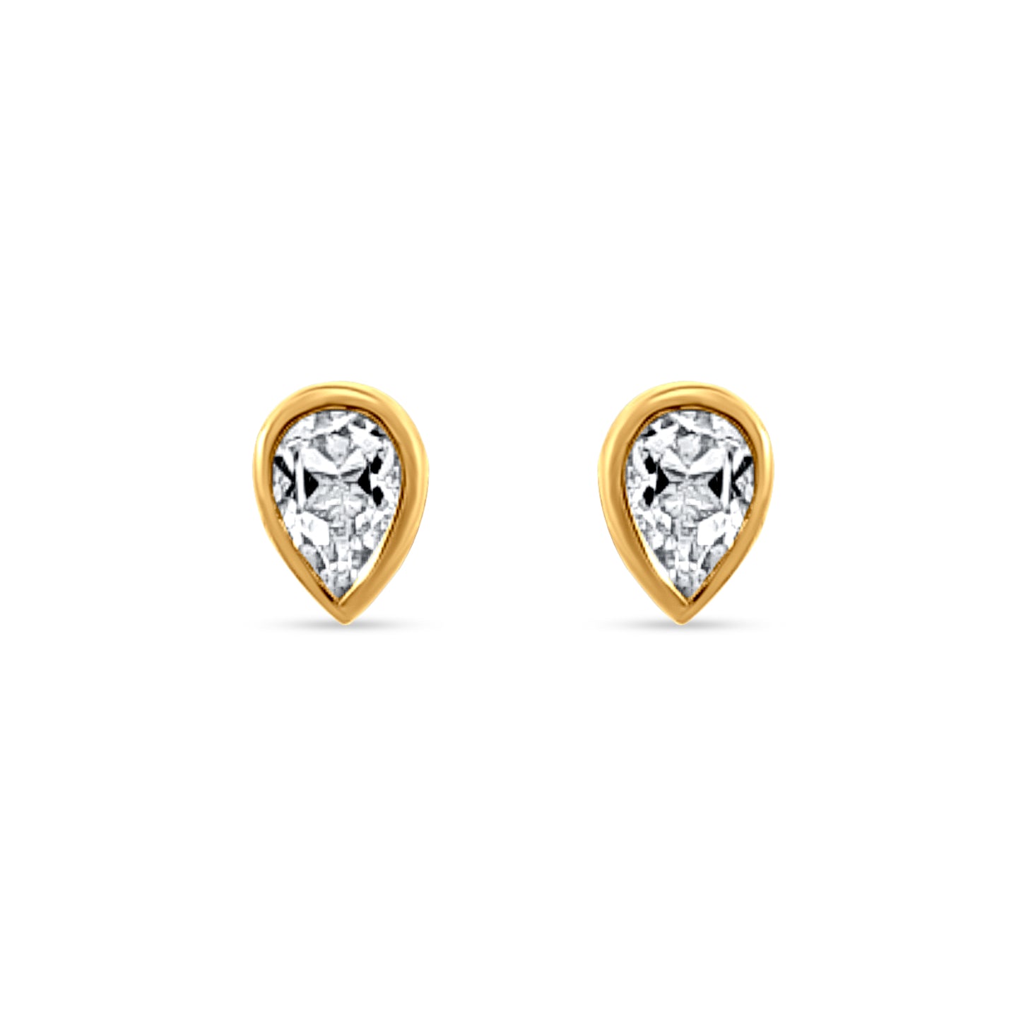 Minimalist Drop-Shaped Sterling Silver Stud Earrings in Yellow Tone