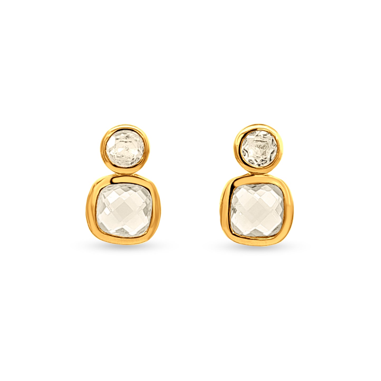 Anvi Glow: Minimalist Golden-Tone Studs with Mosaic-Shaped Stones