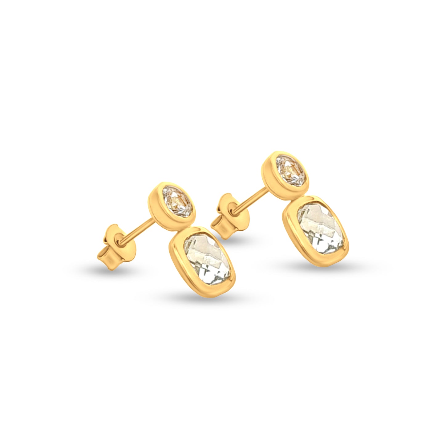 Anvi Glow: Minimalist Golden-Tone Studs with Mosaic-Shaped Stones