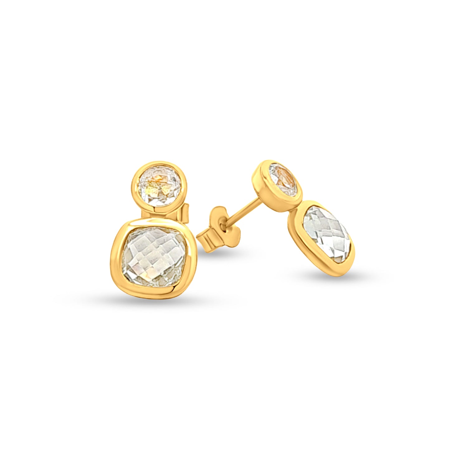 Anvi Glow: Minimalist Golden-Tone Studs with Mosaic-Shaped Stones
