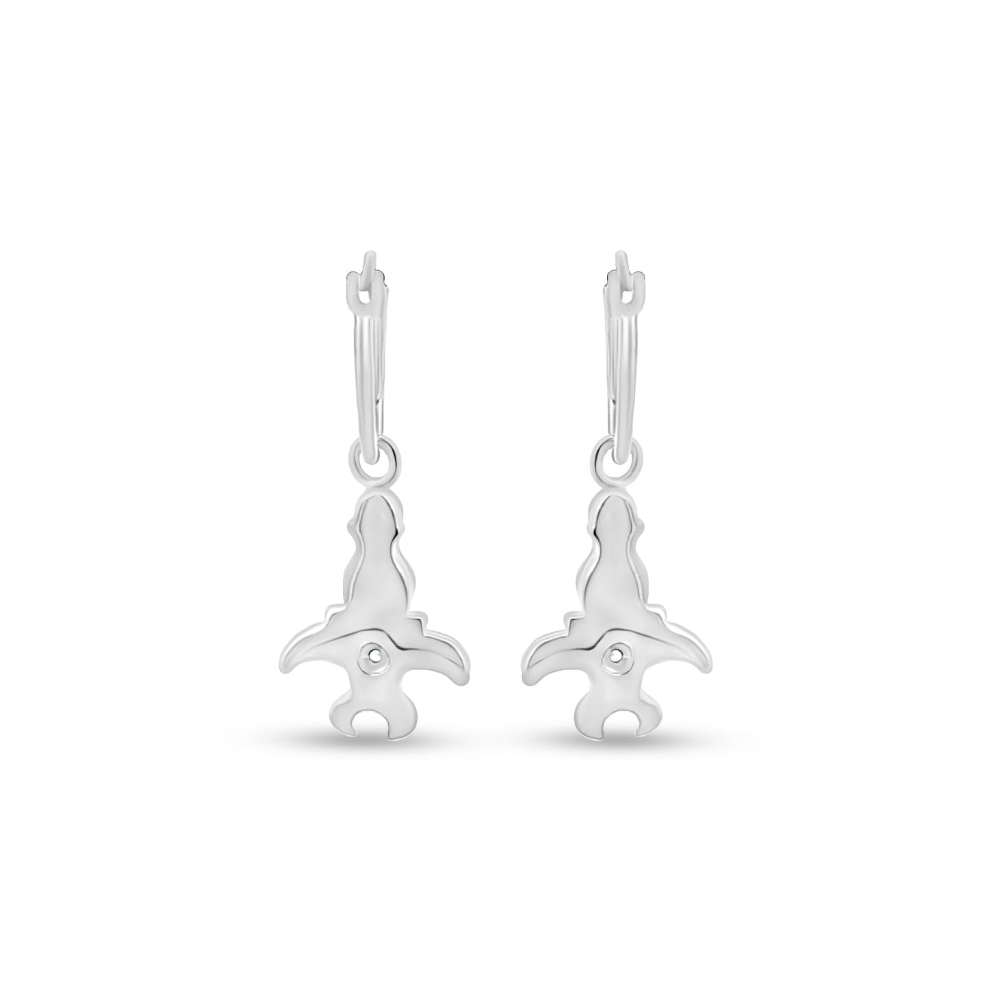 Avni Huggie Hoops - Sterling Silver with White Charm Drop