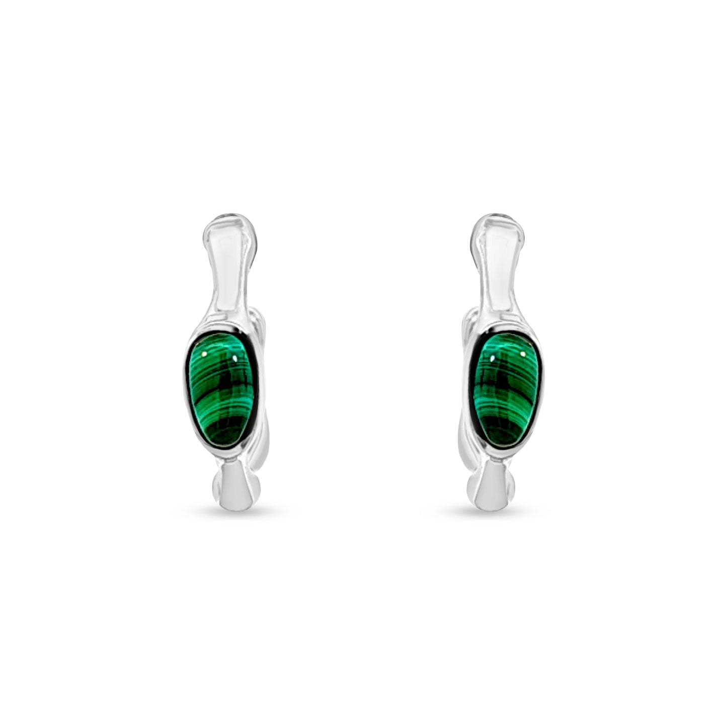 Ravya's Green Stone Silver Mini Hoops