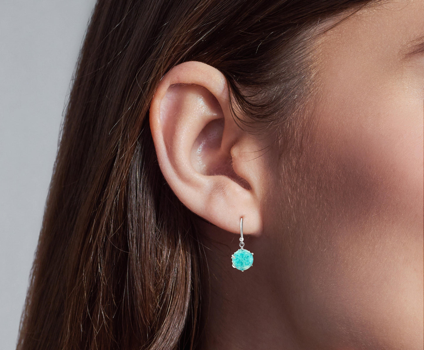 Turquoise Dangle Earrings with French Hook Design in Sterling Silver