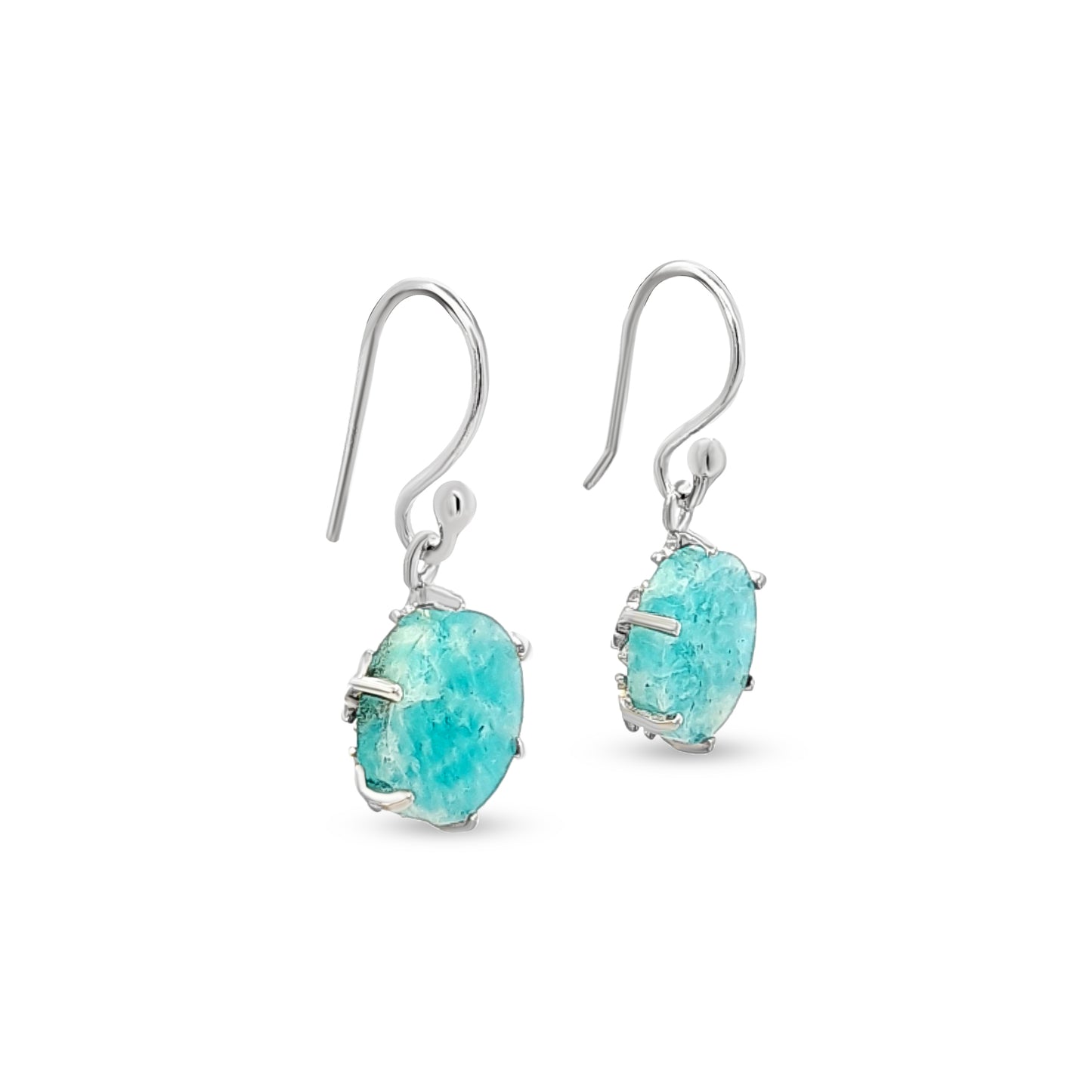 Turquoise Dangle Earrings with French Hook Design in Sterling Silver