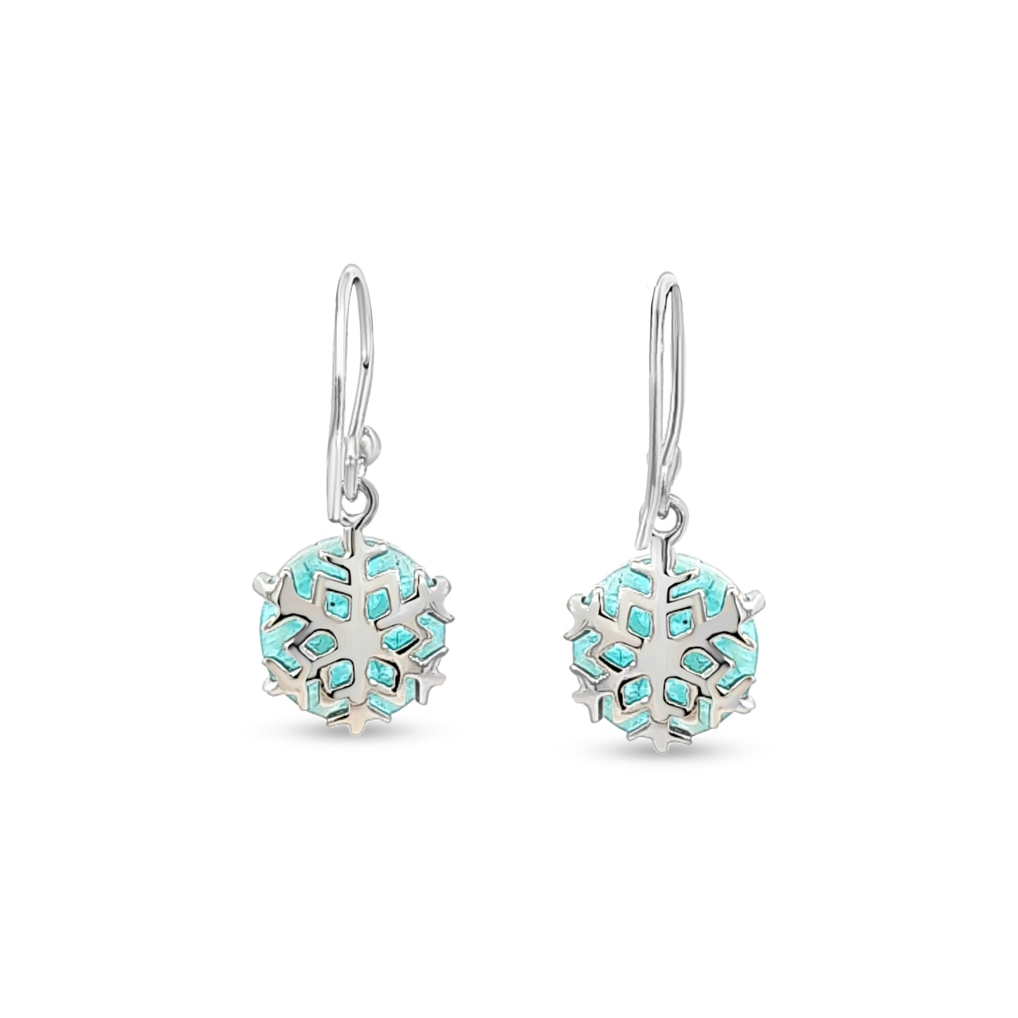 Turquoise Dangle Earrings with French Hook Design in Sterling Silver