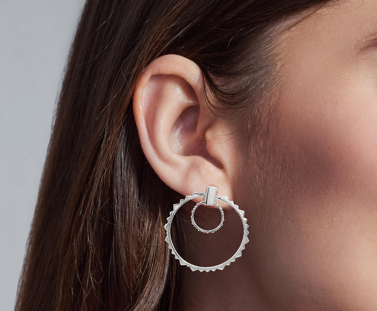 Jiyara-Inside-Out Hoop Earrings in Sterling Silver