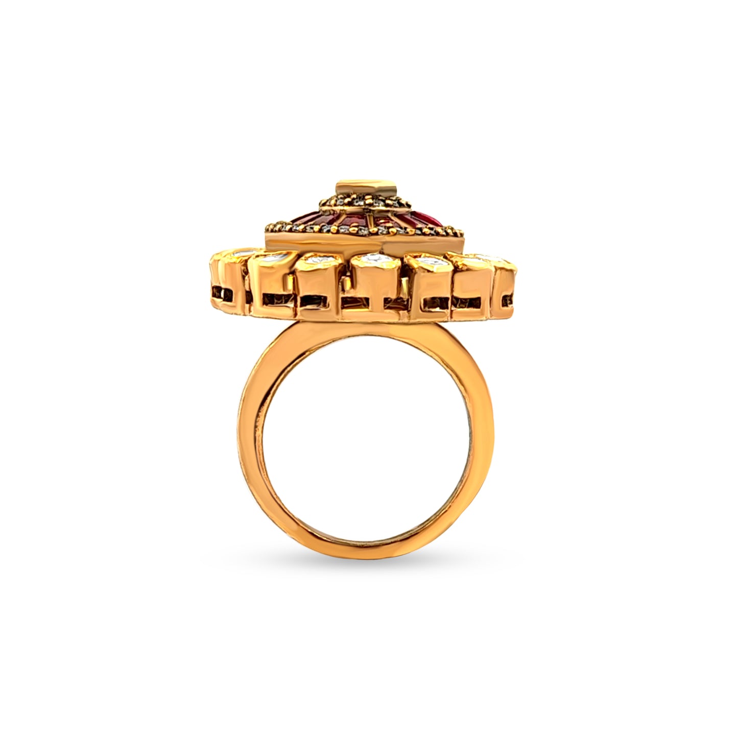 Enchanting 925 Silver Kundan Cocktail Ring