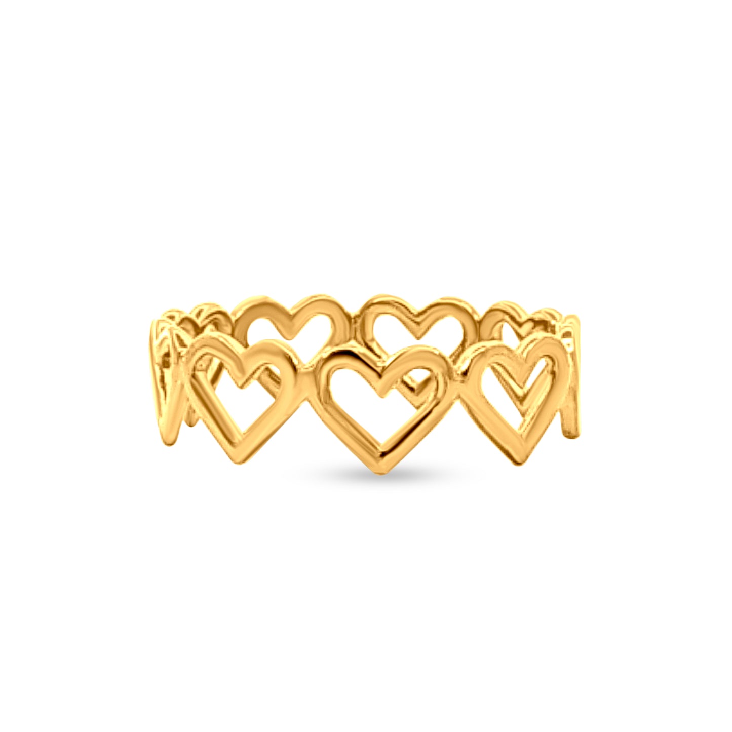 Priya Love: Gold Heart Skinny Ring with Interconnected Hearts