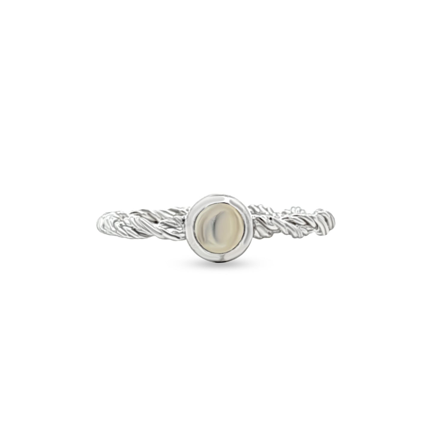 Meera Shine: Single Stone Bezel Set Antique Silver Band Ring