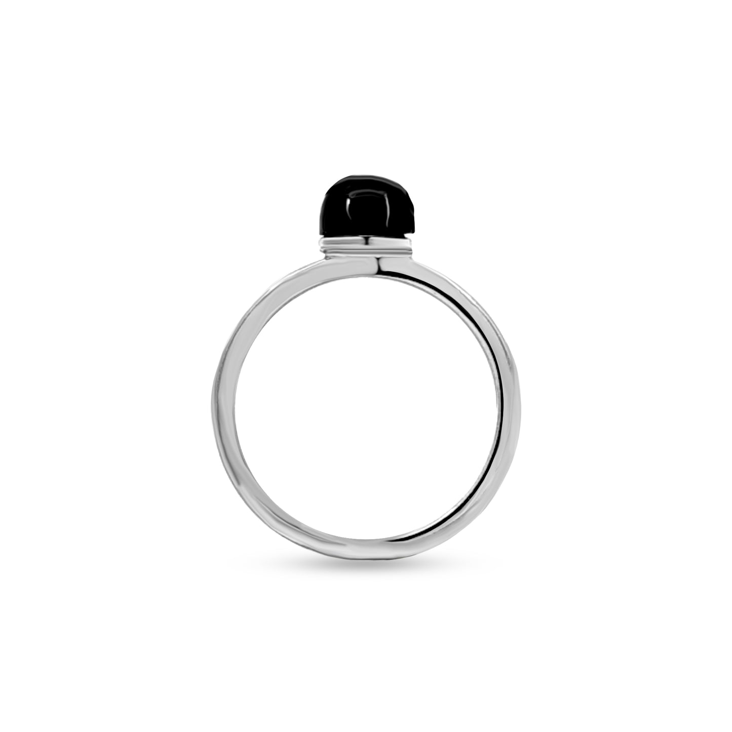 Single Stone Cat Face Black Stone Sterling Silver Ring
