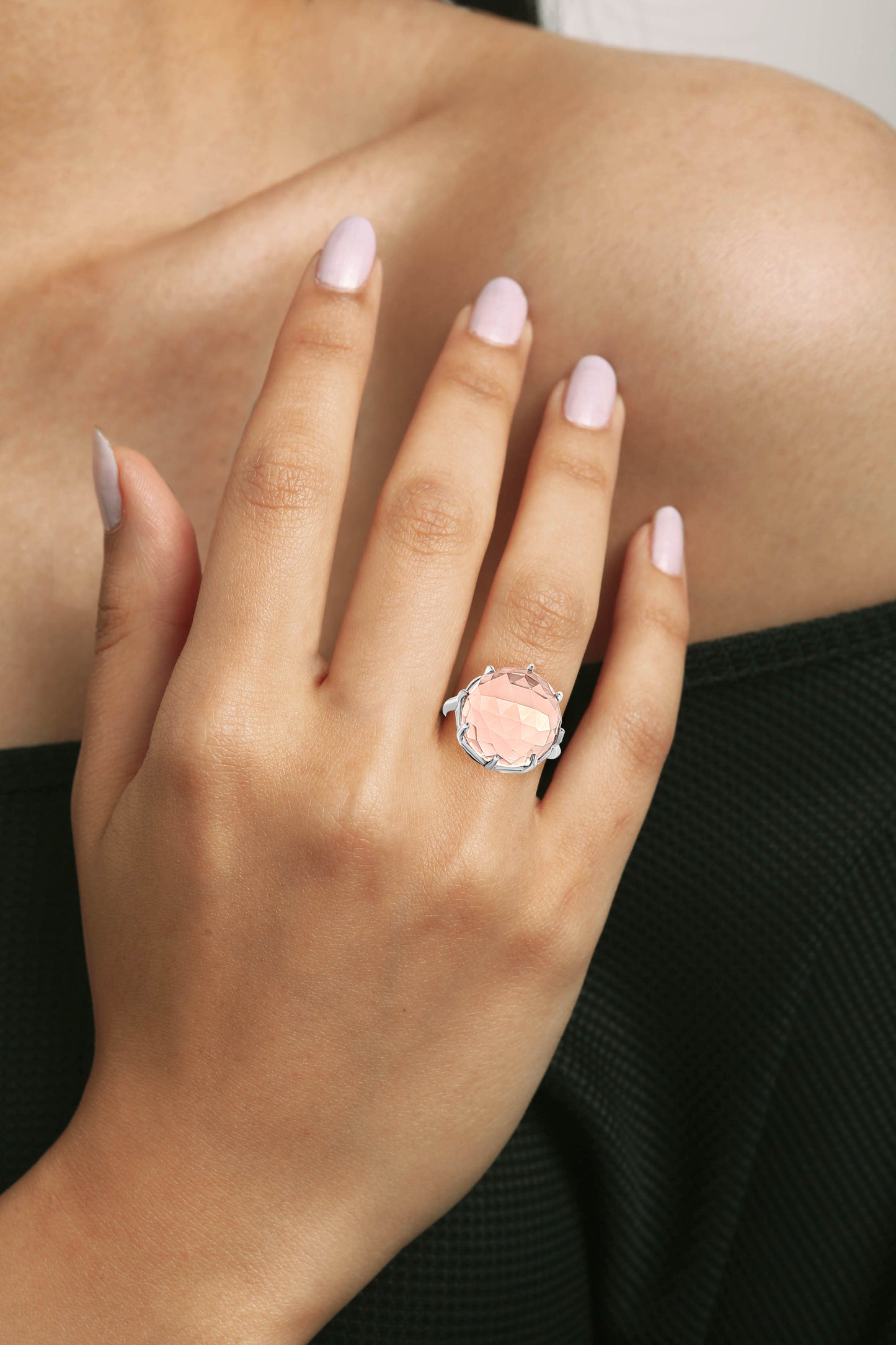 Sterling Silver Crown Ring with Beautiful Stone