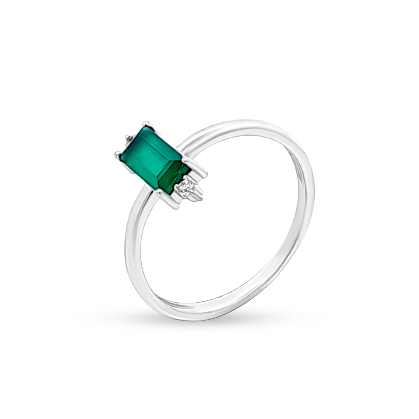 Rhea Green: Sleek Green Gemstone Sterling Silver Ring