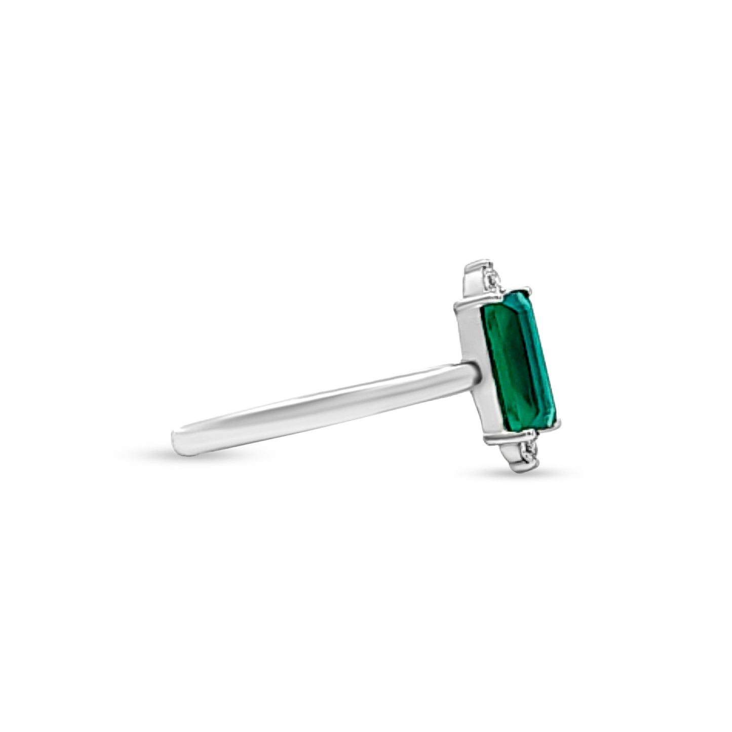 Rhea Green: Sleek Green Gemstone Sterling Silver Ring