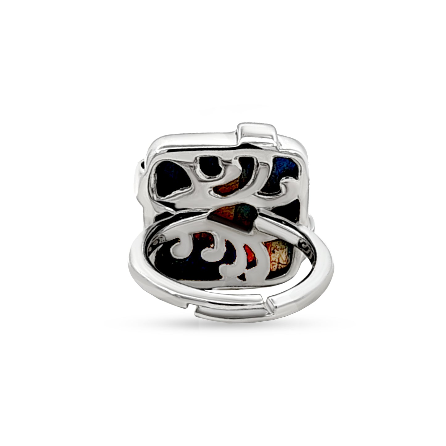 Unique Cushion-Shaped Stone Adjustable Sterling Silver Ring