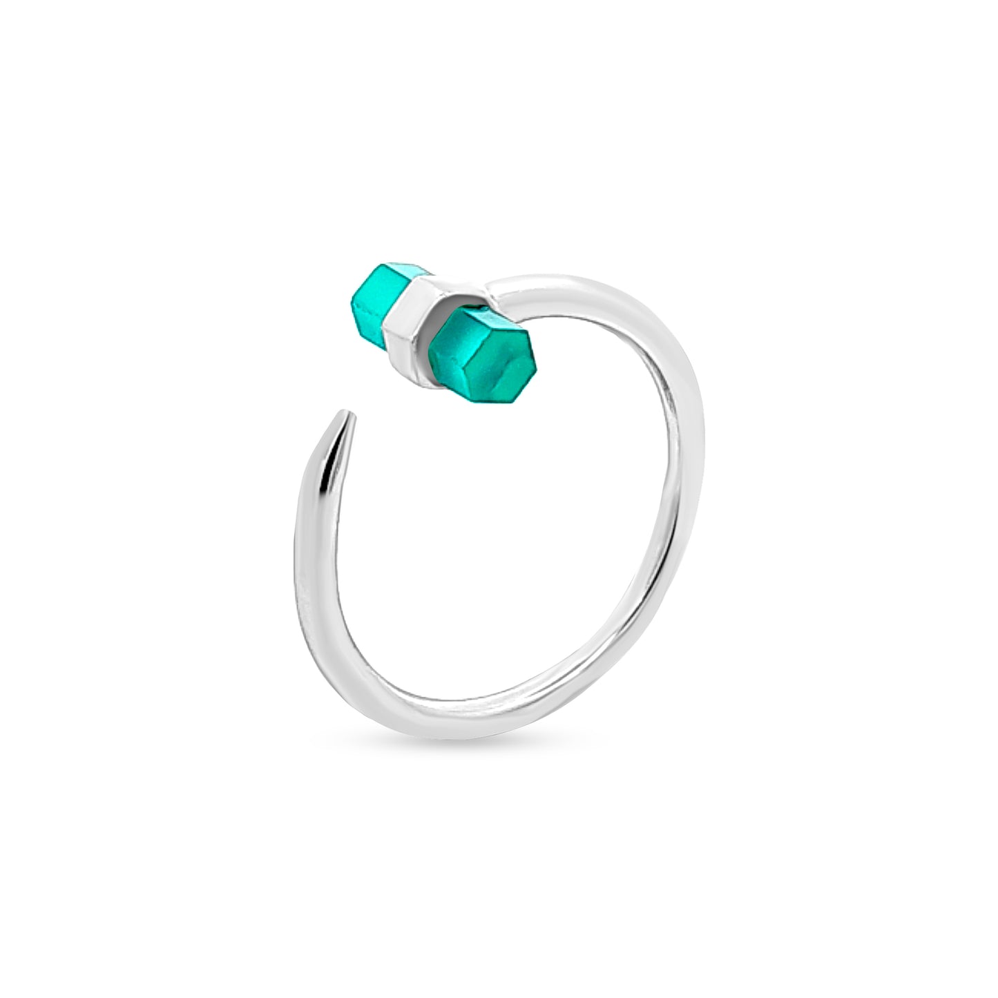 Saanvi Shine: Half Shank Green Stone Unique Ring