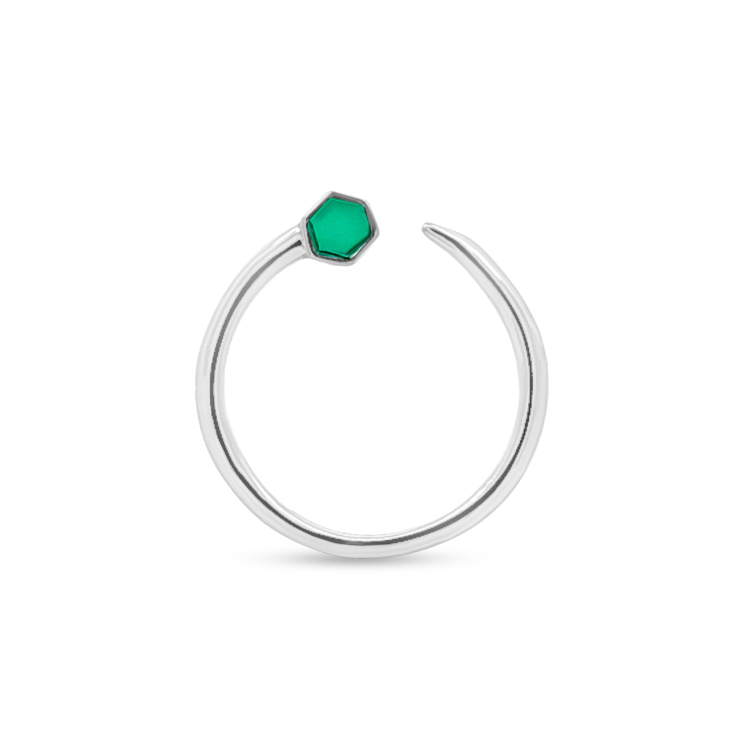 Saanvi Shine: Half Shank Green Stone Unique Ring