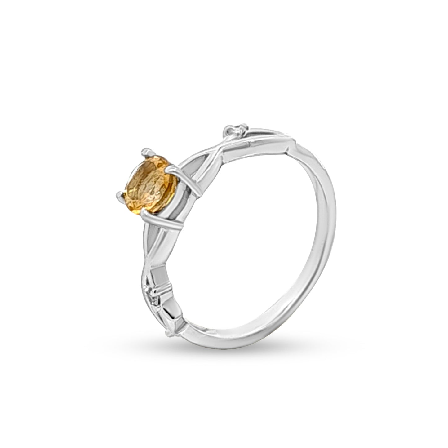 Neha Infinity: Infinity Ring with Orange Round Cut Stone