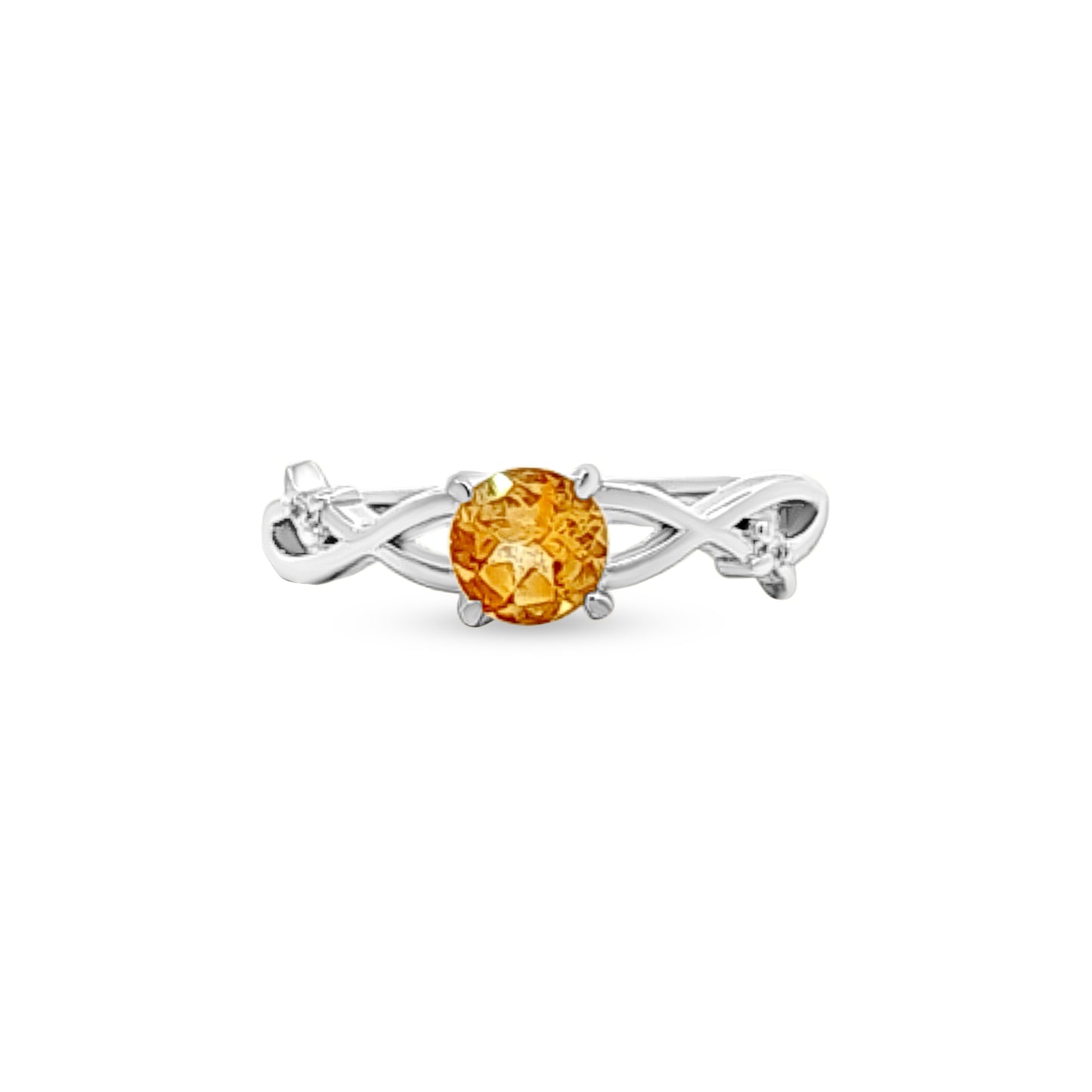 Neha Infinity: Infinity Ring with Orange Round Cut Stone