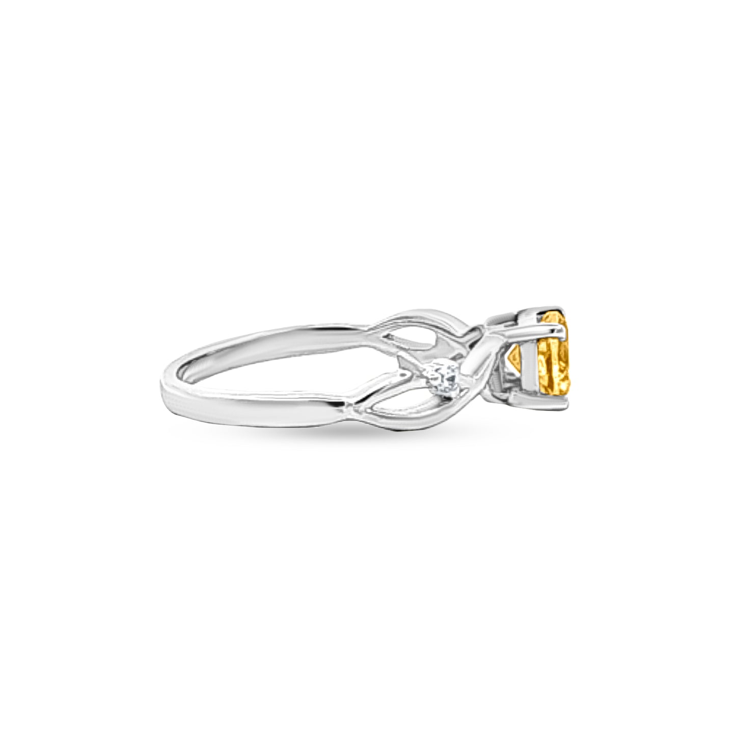 Neha Infinity: Infinity Ring with Orange Round Cut Stone