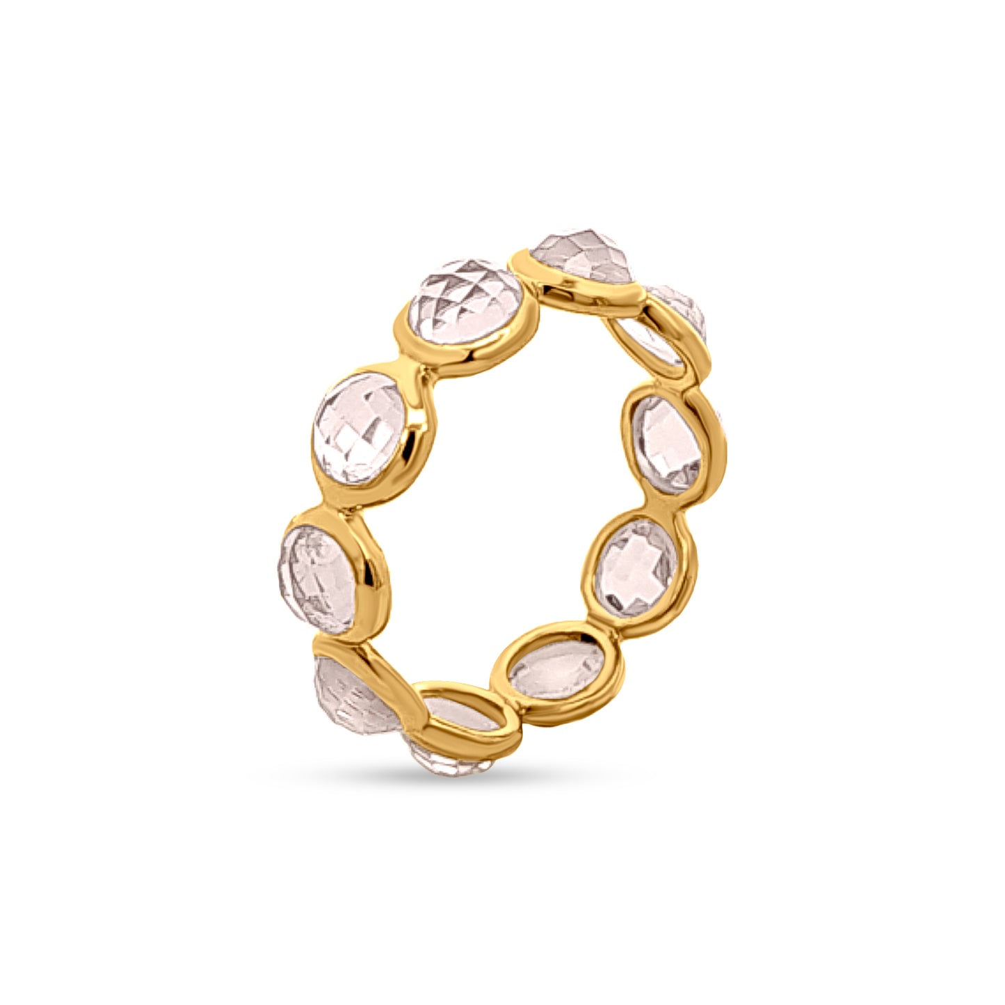 Rhea Bloom: Silver Rose-Cut Gemstone Fashion Band Ring