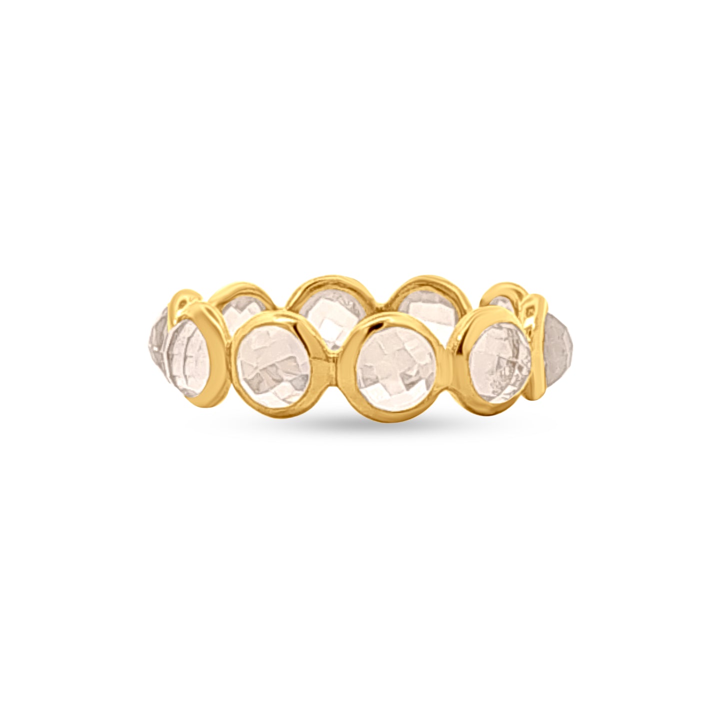 Rhea Bloom: Silver Rose-Cut Gemstone Fashion Band Ring