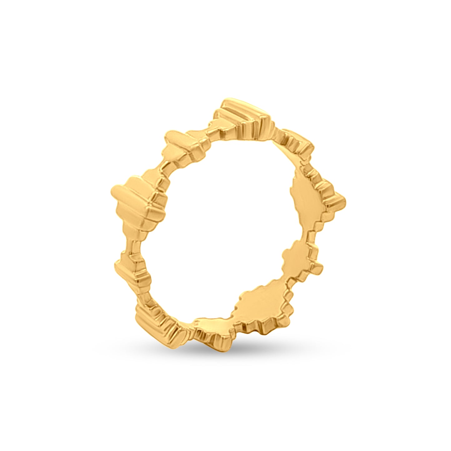 Anika Twist: Unique Intricate Design Sterling Silver Ring with Yellow Polish