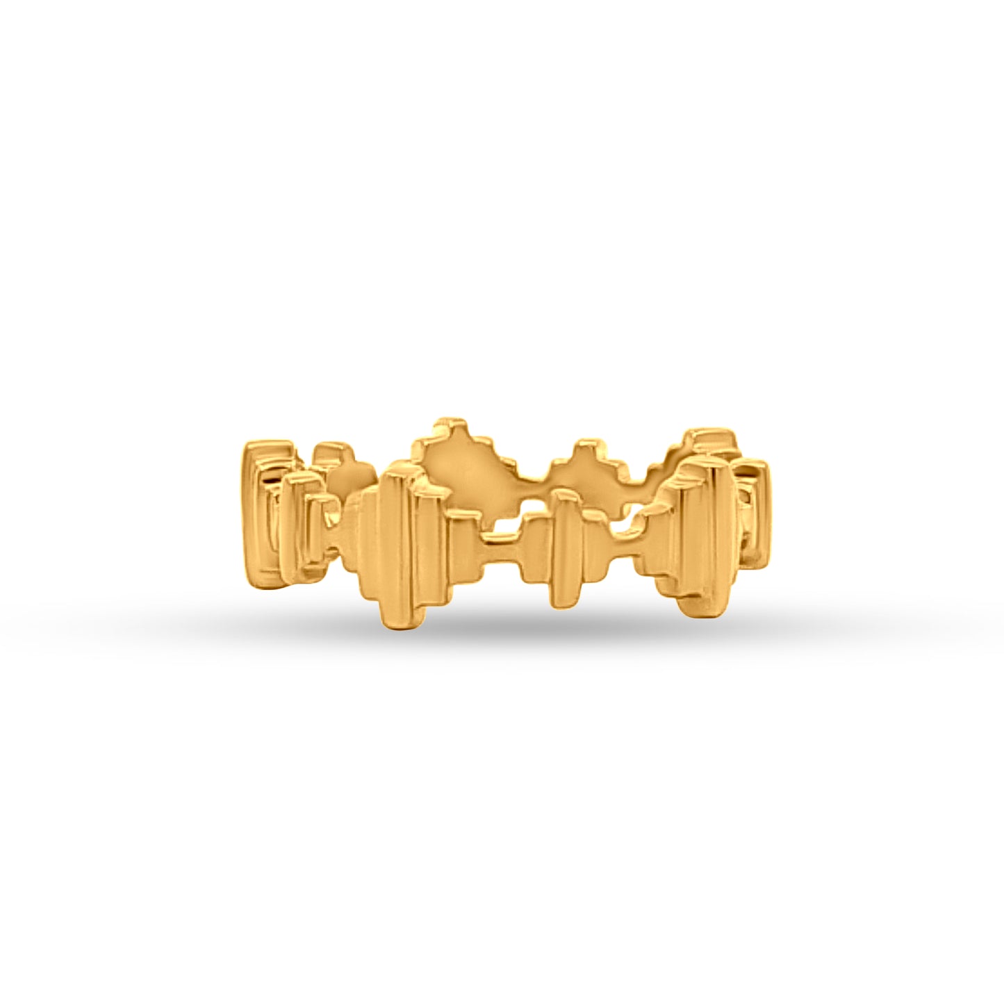 Anika Twist: Unique Intricate Design Sterling Silver Ring with Yellow Polish