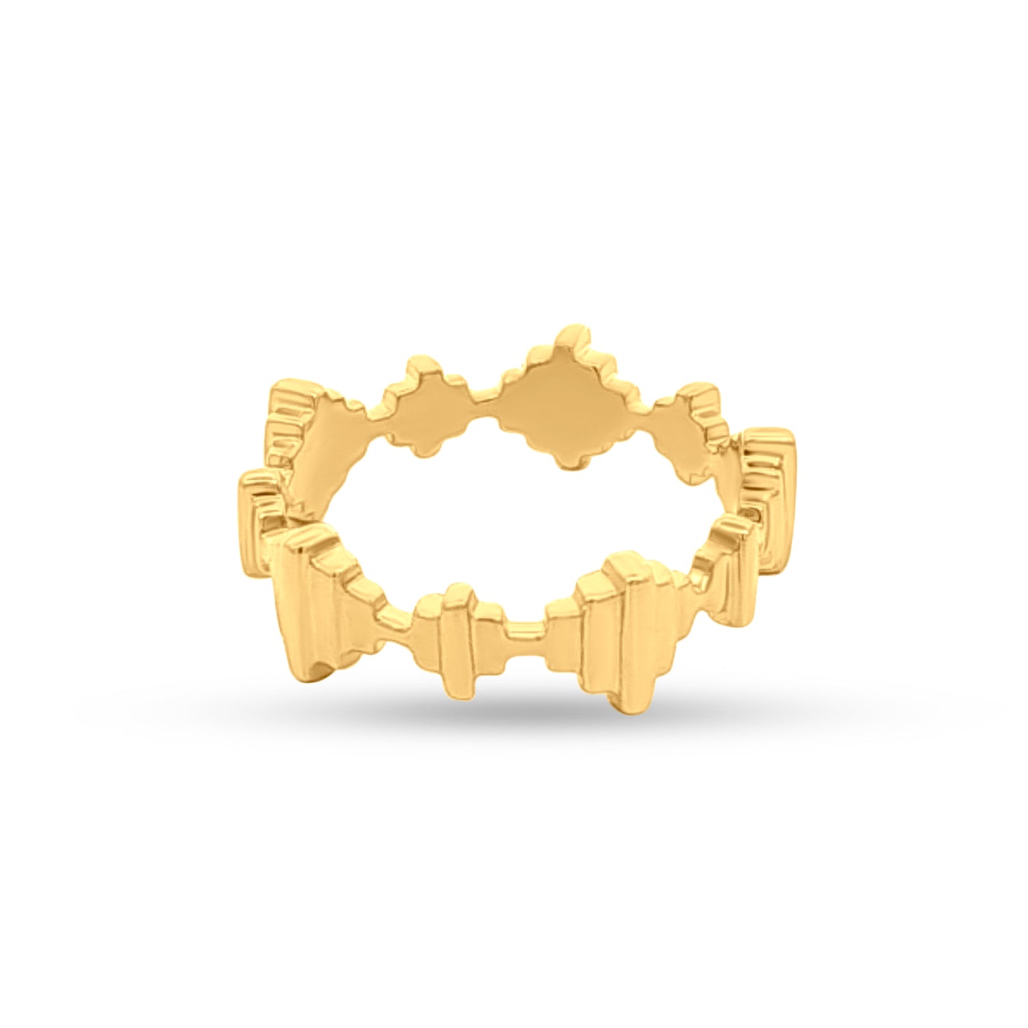 Anika Twist: Unique Intricate Design Sterling Silver Ring with Yellow Polish