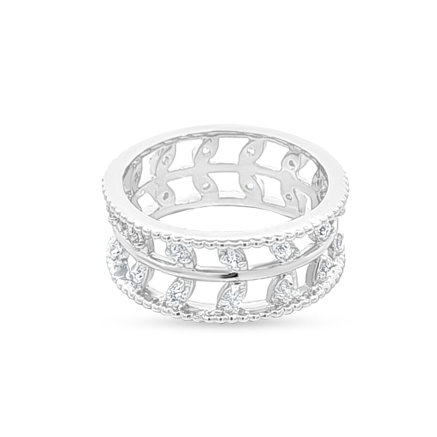925 Trendy Silver Band Ring With Sparkling Zircon Stones