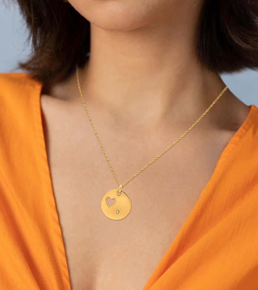 Erica's Sweetheart Cut: Sterling Silver Disc Pendant Necklace