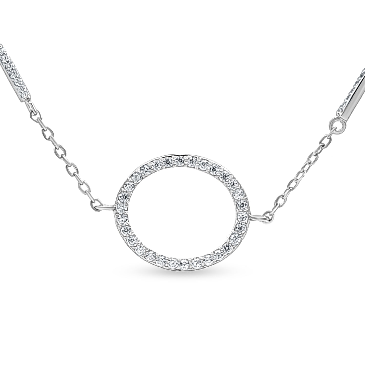 Open Circle Pendant Necklace in Sterling Silver