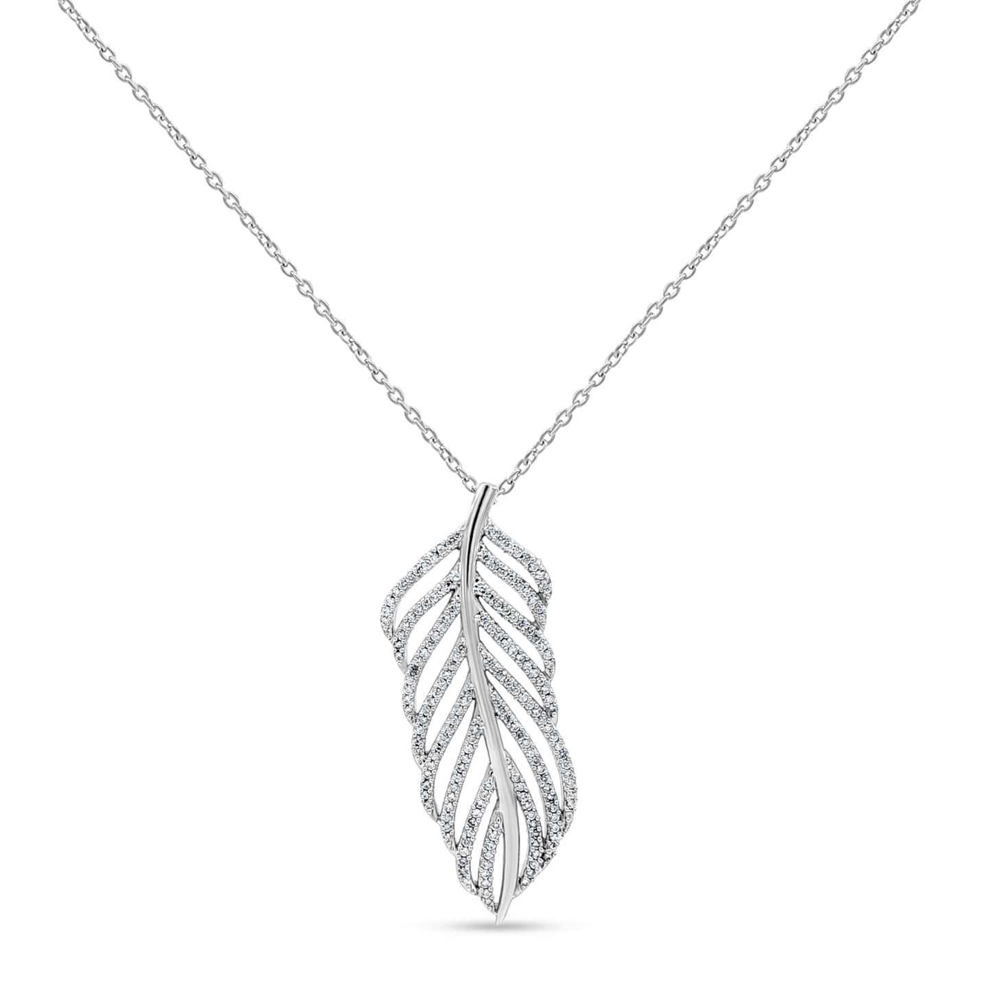 Mayuri: Feather Pendant with Sparkling Stone in Sterling Silver