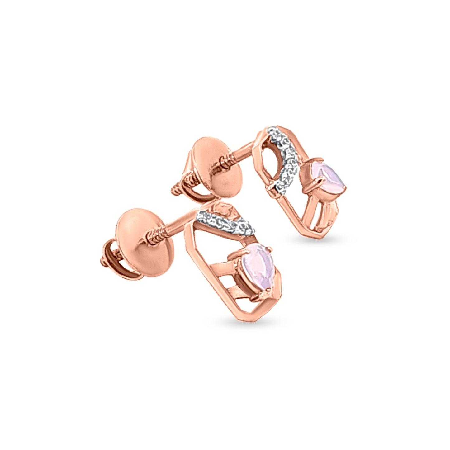 18k Rose Gold Pear-Shaped Contemporary Studs