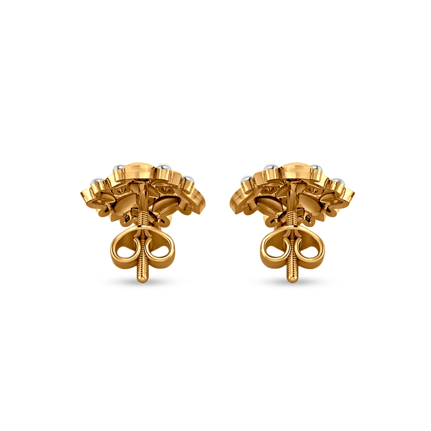 Golden Harmony: 22K Yellow and White Gold Designer Studs