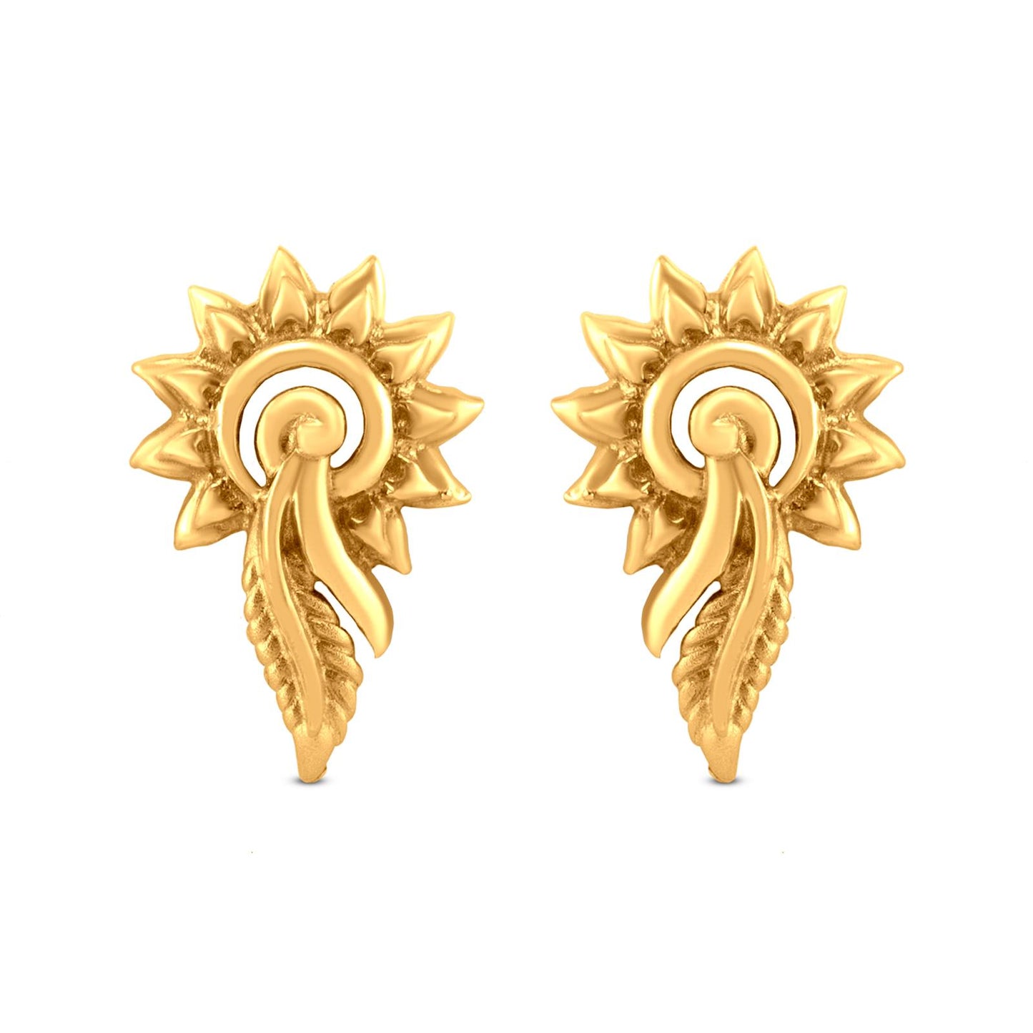 22k Yellow Gold Sunflower Earrings: Power of Sunrays