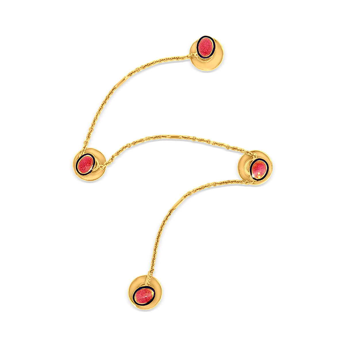 22k Yellow Gold Rich Kurta Buttons with Bright Pink Minakari Work