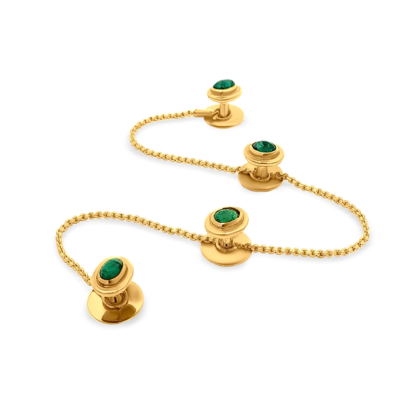 22k & 18k Yellow Gold Rich Kurta Buttons with Emeralds