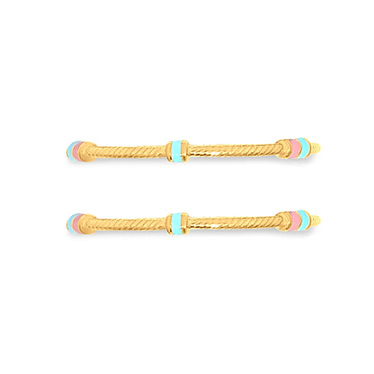 22k Gold Baby Bangle with Pink and Blue Motif