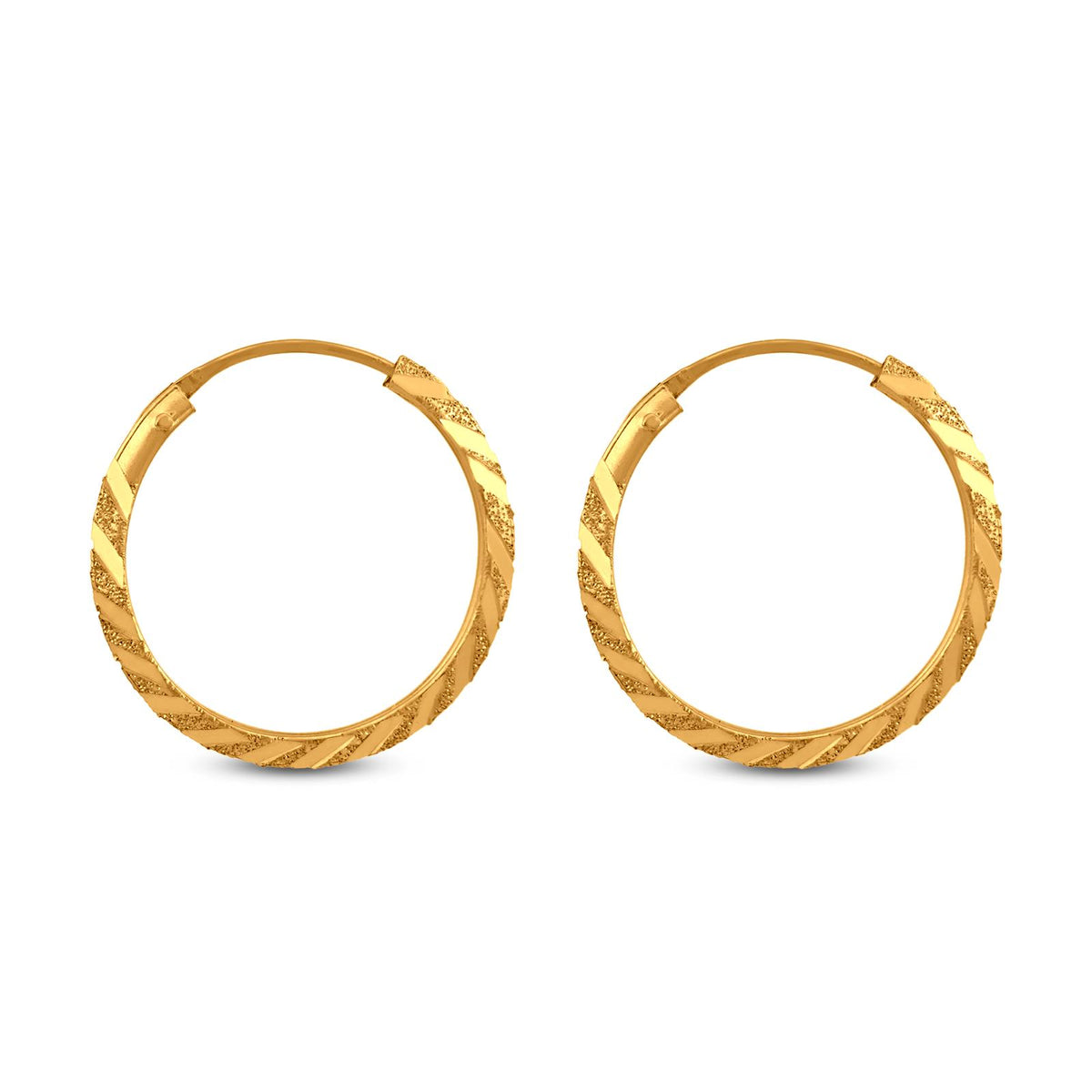 Two Tone Stylish Hoop Earring In 22K Gold