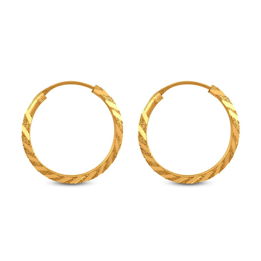 Two Tone Stylish Hoop Earring In 22K Gold